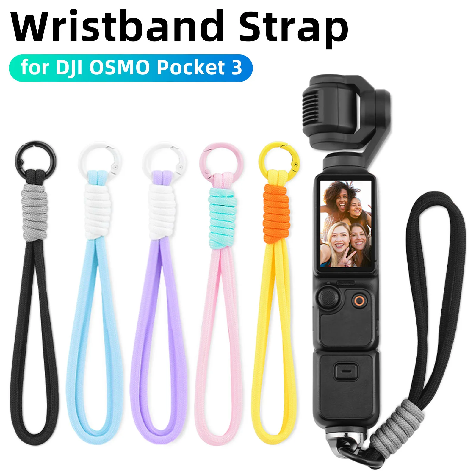 Wrist Hand Strap for DJI OSMO Pocket 3 with 1/4 Inch Screw Anti-loss Wristband Rope Lanyard Camera Protective Accessories