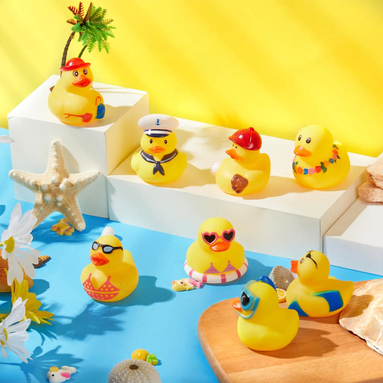 24Summer Rubber Duck for Beach Toy,Assorted Beach Duck for Summer Carnival Beach Pool Baby Shower Activity School Reward for Kid