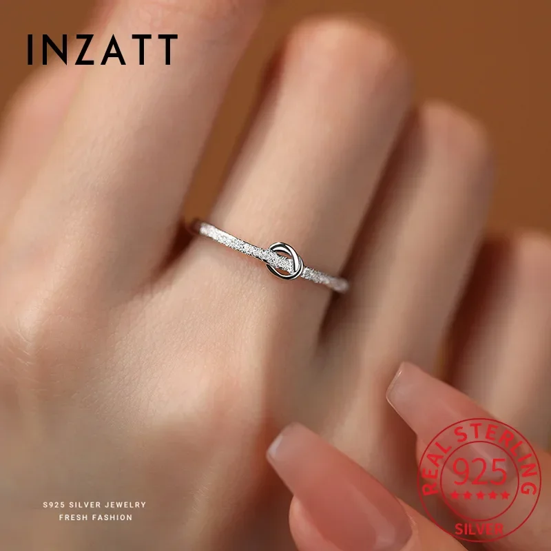 

INZATT Genuine 925 Sterling Silver Frosted Geometry Adjustable Ring for Women Trendy Fine Jewelry Minimalist Accessories