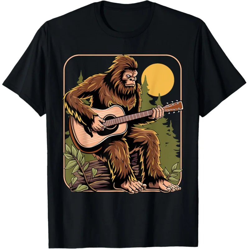 

Retro Bigfoot Sasquatch Playing Acoustic Guitar Guitarist T-Shirt