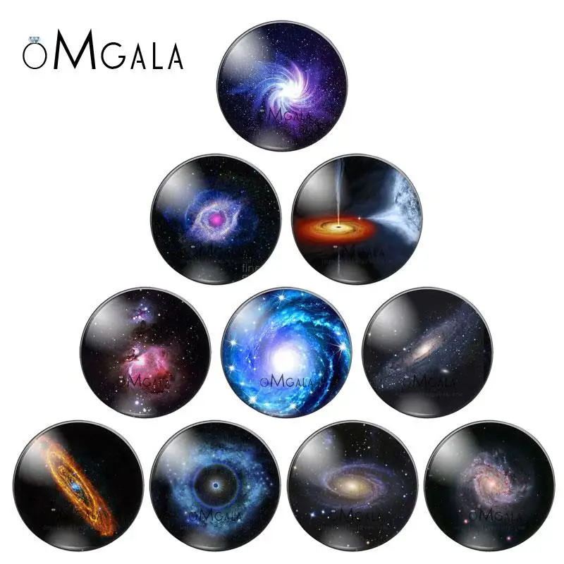 Charming Nebula Galaxy Space 10pcs 10mm/12mm/14mm/16mm/18mm/20mm/25mm Round photo glass cabochon demo flat back Making findings