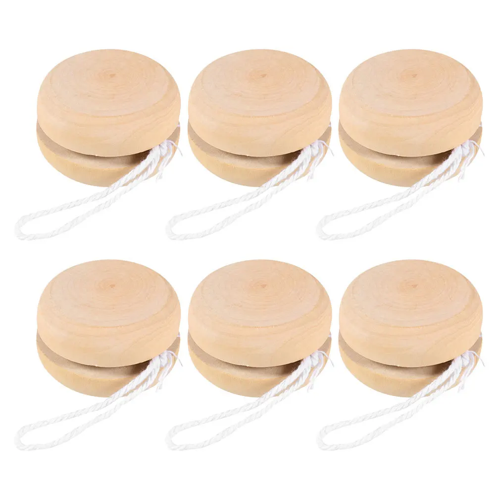 6 個の木製 DIY グラフィティヨーヨーボール未完成ナチュラルカラー手描きおもちゃヨーヨーボール
