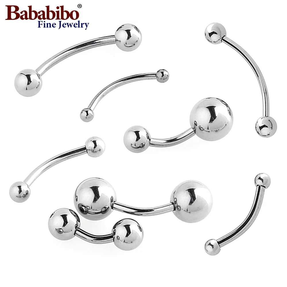 6 ~ 16mm DIY Curved Barbell Banana Piercing Bar 3 4 5 6 8mm Ball 100% Titanium 14G 16G 1.2mm 1.6mm Body Jewelry