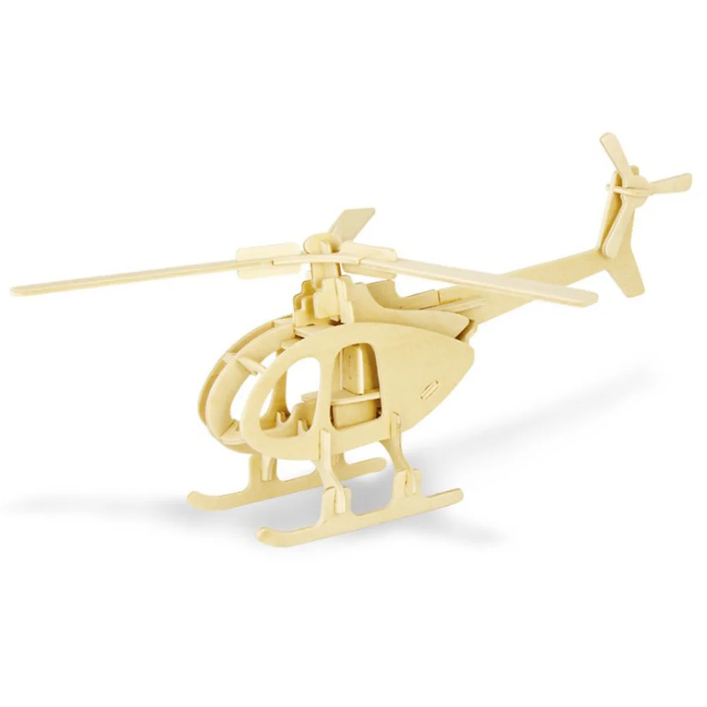 3D Helicopter Puzzle Wooden Assembled For Kids Educational Game Hand-Eye Coordination Training Children'S