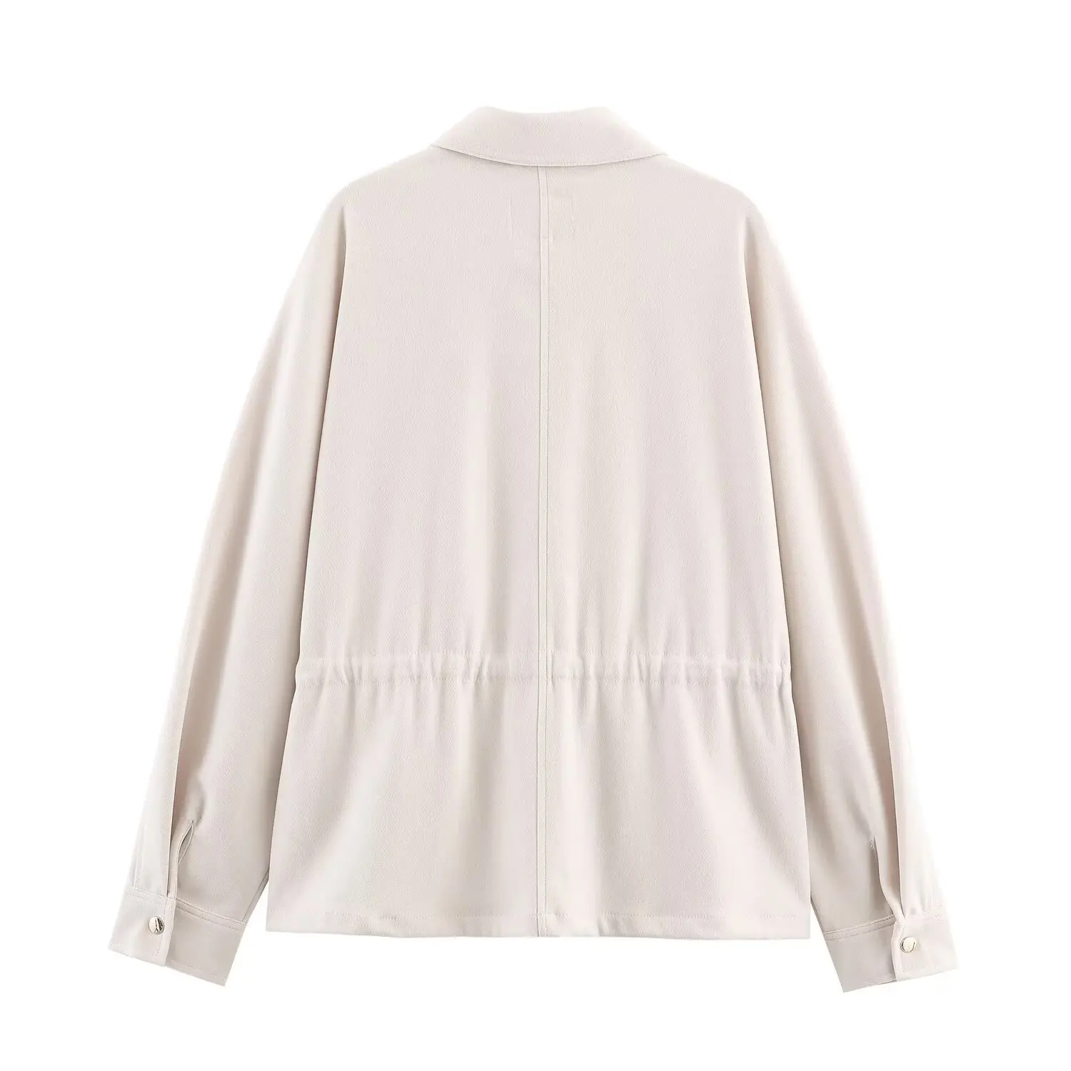 Withered Women's Khaki Workwear Jacket For Autumn And Winter Nordic Minimalist Drawstring Casual Jacket For Women