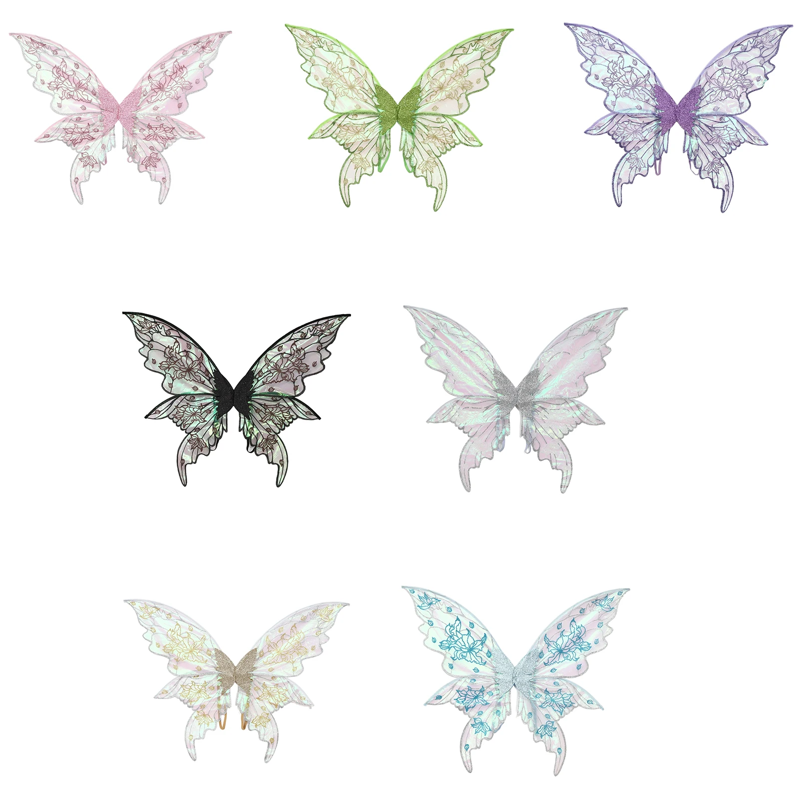 Sparkly Butterfly Cosplay Wings for Halloween Party with Elastic Band Organza Costume Fairy Wings for Adult Women