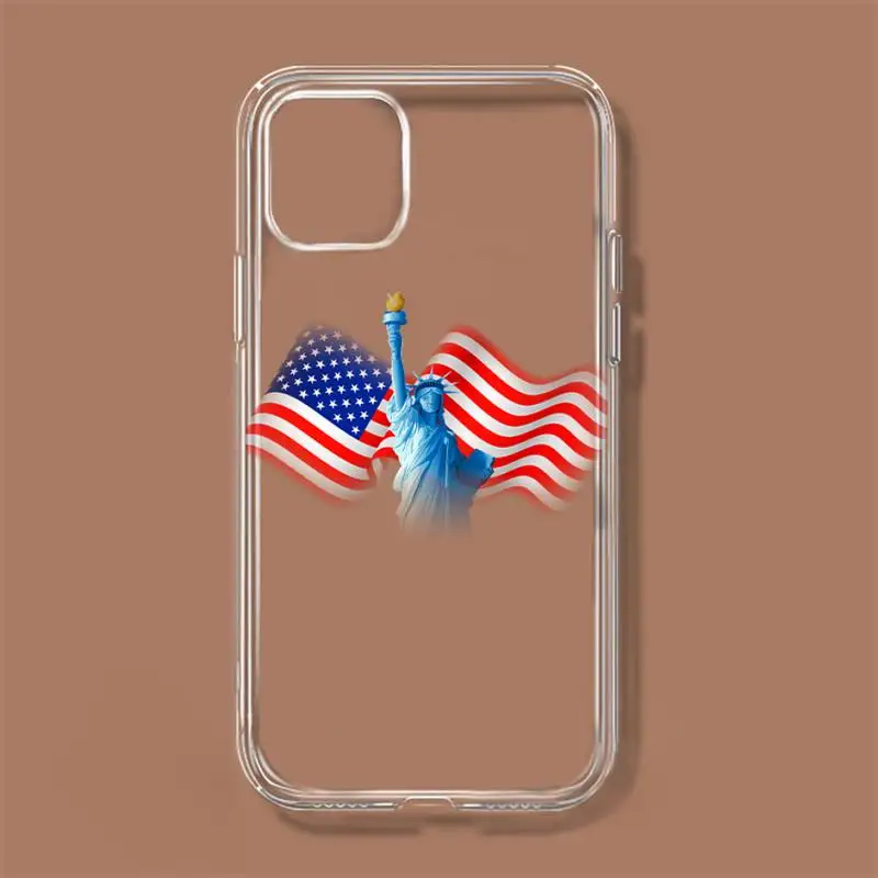 Amerika Vlag Usa Vlag Telefoon Geval Voor Iphone 11 12 Mini 13 14 Pro Xs Max X 8 7 6S Plus 5 Se Xr Transparante Shell