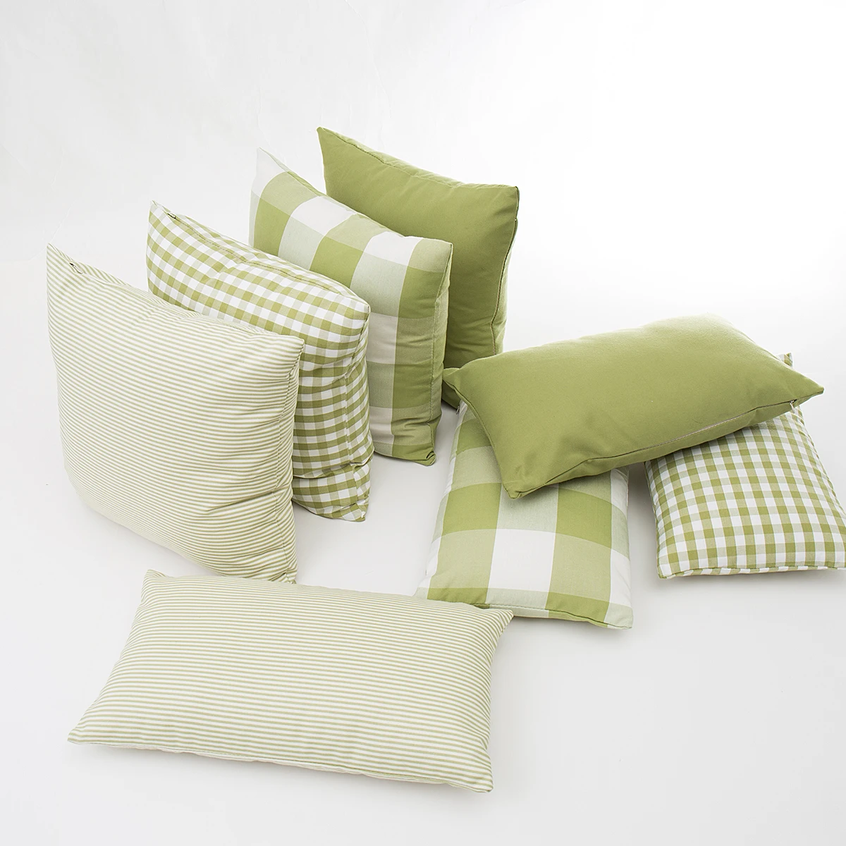 Small Fresh Grass Green Plaid Coreless Ordinary Pillow Cover Cushion Cover Waist Pillow Home Decoration