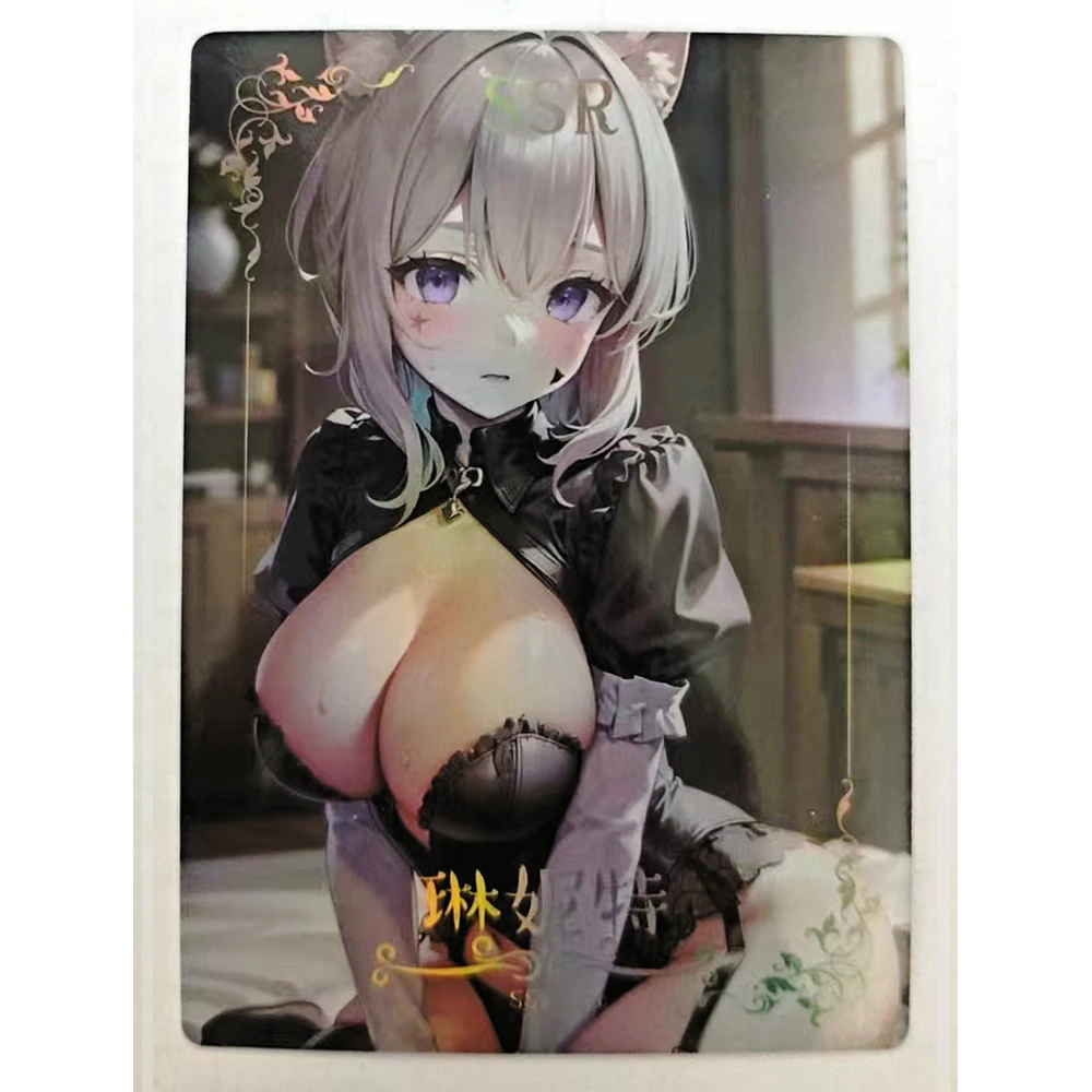 여신 이야기 SSR Eula Yoimiya Tingyun Shinhak Nilou Ryuhoru Linette Raiden Shogun Collectible 카드 레인보우 호일 휴일 선물