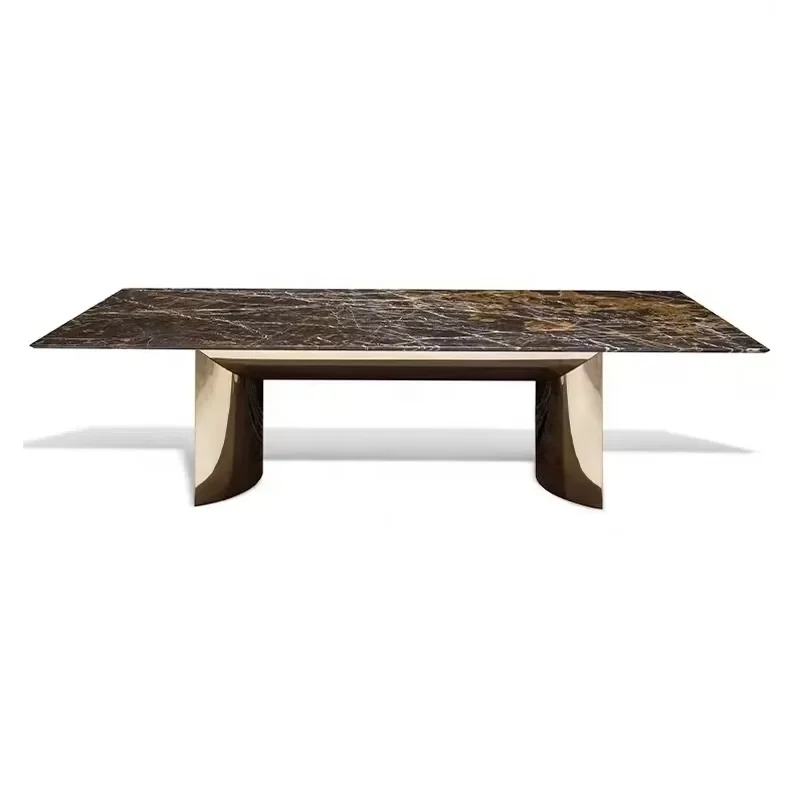 Modern Metal Dining Table Set for Restaurant and Workshop Use High Quality Stone Material