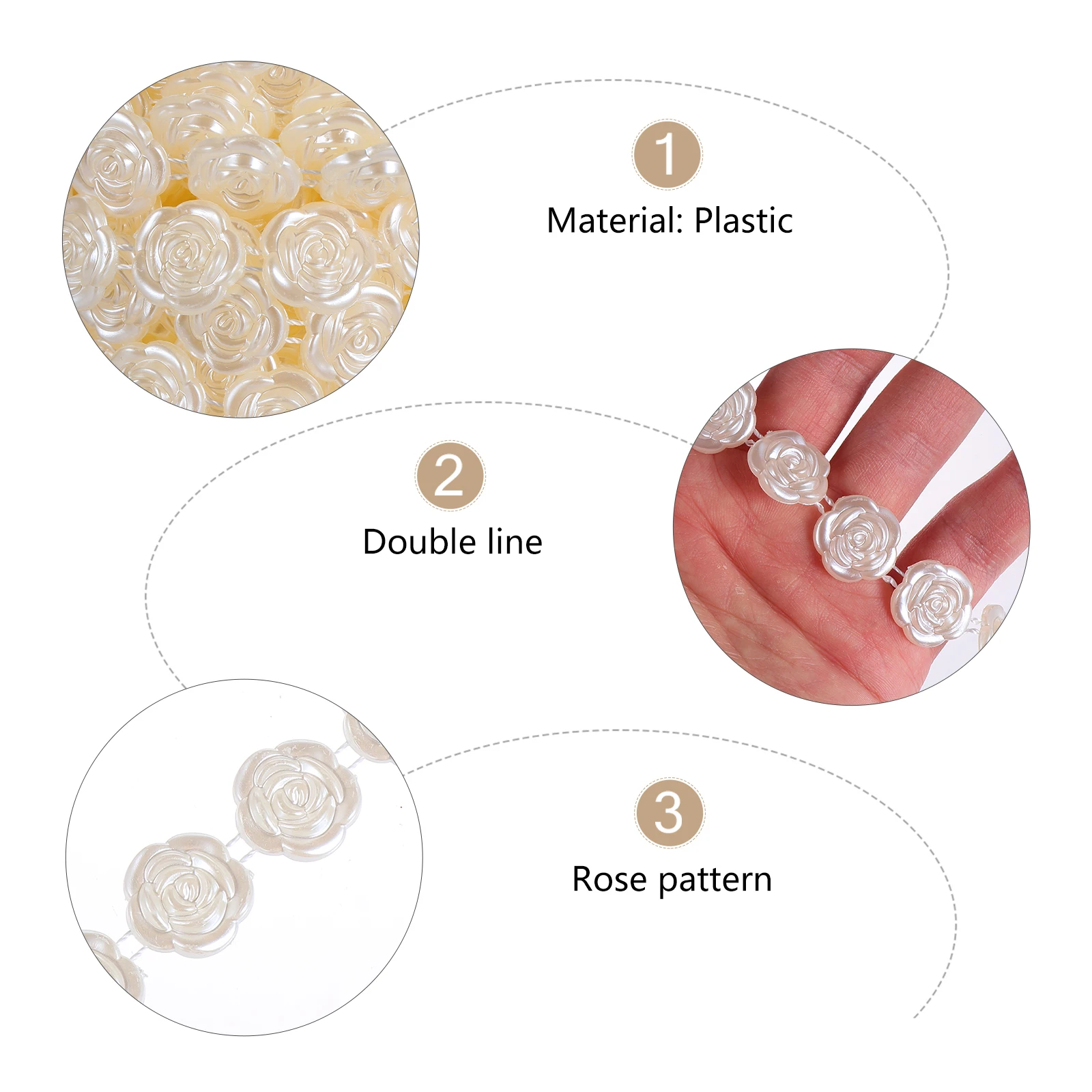 

Beaded Hair Accessories Wedding Flower Trim Chain Applique Pearl Plastic Material Long Lasting Beautiful