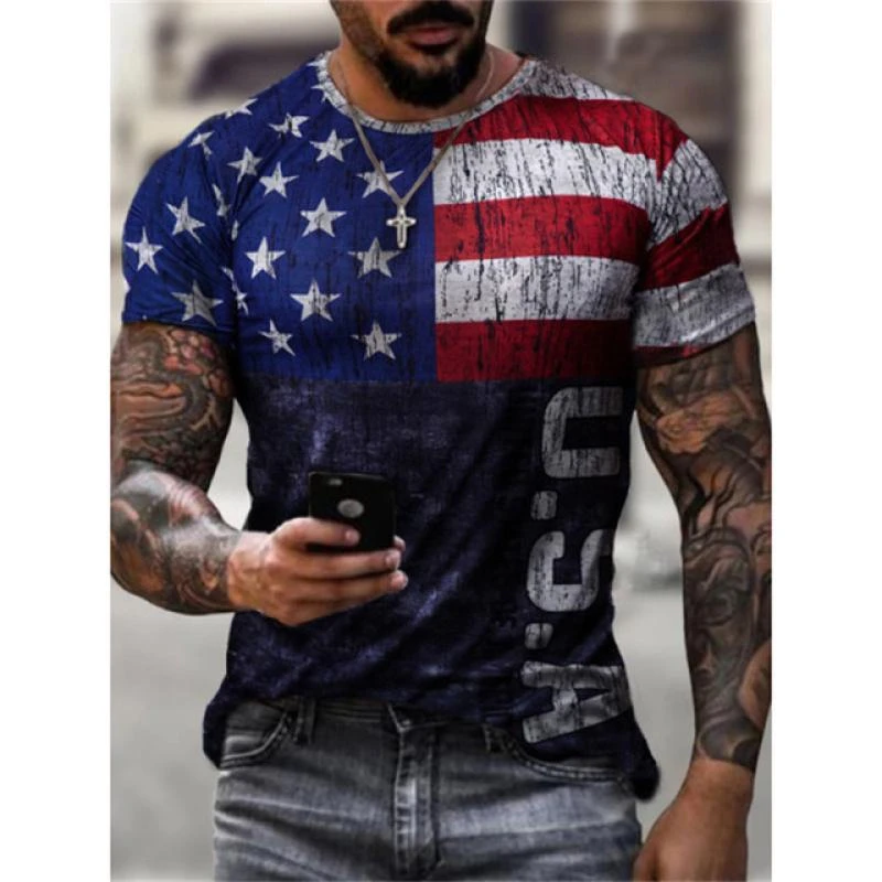 2023 T-SHIRT FOR MAN Fashion new 3D digital print summer hot-selling short-sleeve O neck men\'s sports retro style T-shirt Top