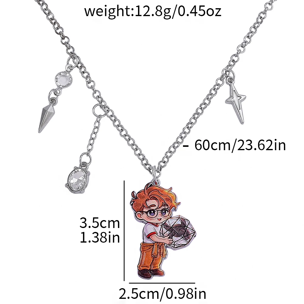 Project Hail Mary Metal Enamel Necklace, Ryland Grace Pendant With Xenon Crystal, Asymmetrical Star Spike Chain