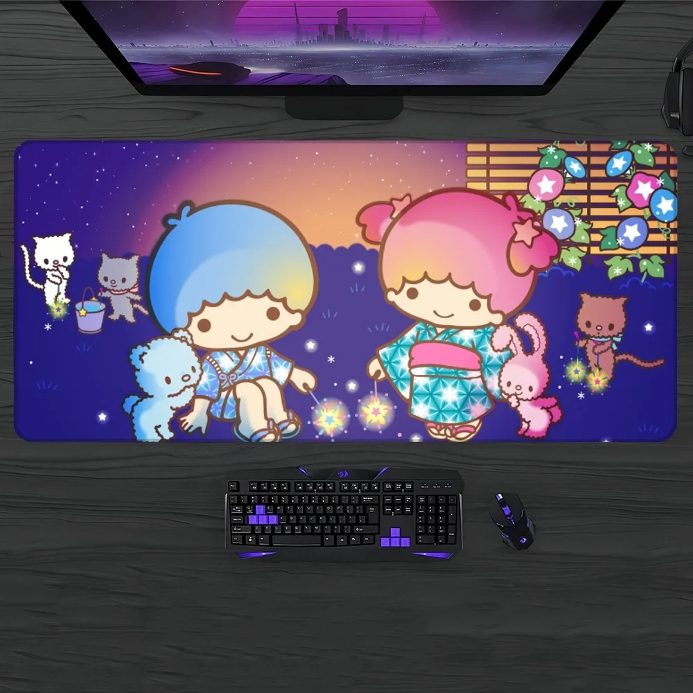 Little Twin Stars Mouse Pad Gamer Pc Gaming Accessories Rubber Mat XXL Deskmat Mats Keyboard Cabinet Mause Laptops