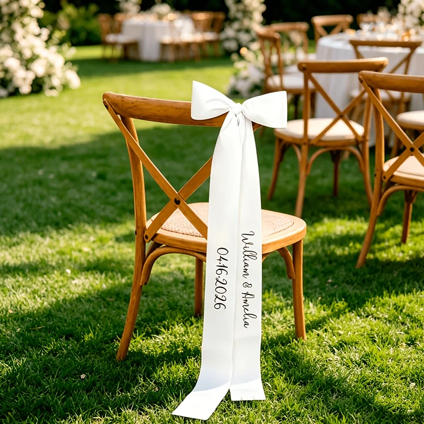 Personalized Wedding Chair Ribbon Custom Name Seat Seating  Engagement Party Decorations Wedding Day Seat Labels