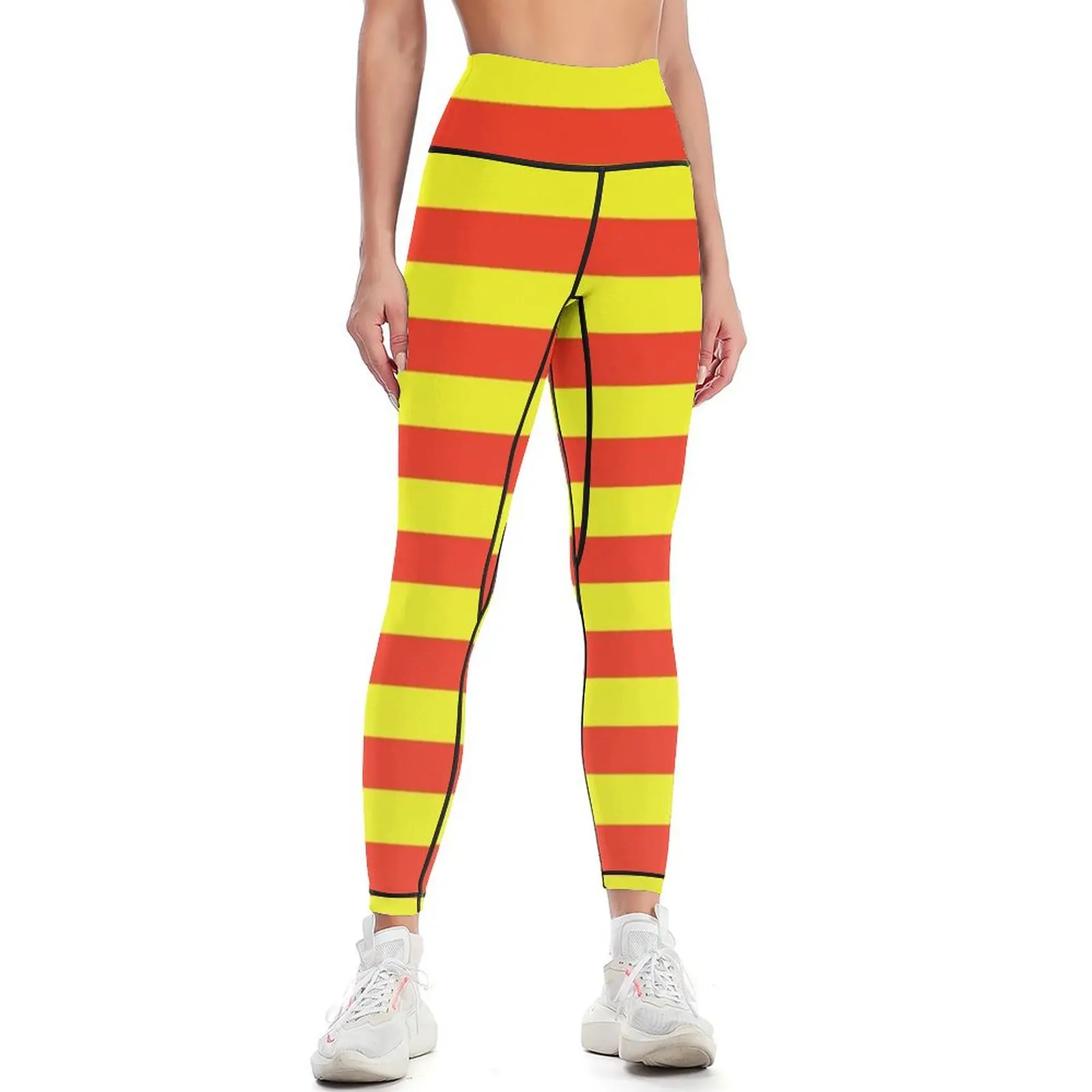 

red and yellow stripes Leggings sports for push up gym's clothing Fitness woman Womens Leggings