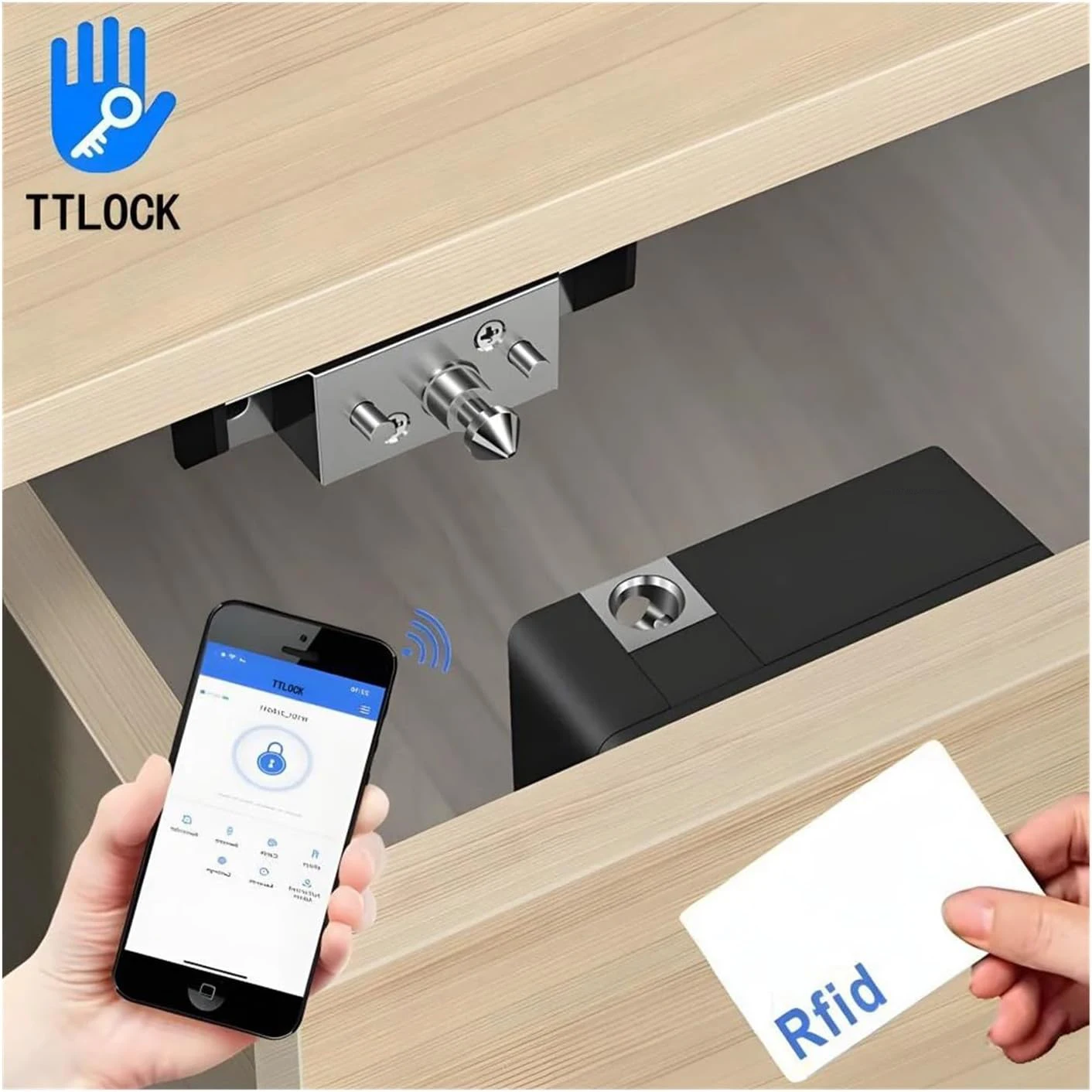 Smart Lock Drawer Lock Smart Drawer Lock Keyless Invisible Electronic Lock IC Card TTlock App Unlock Cabinet Locker Furniture