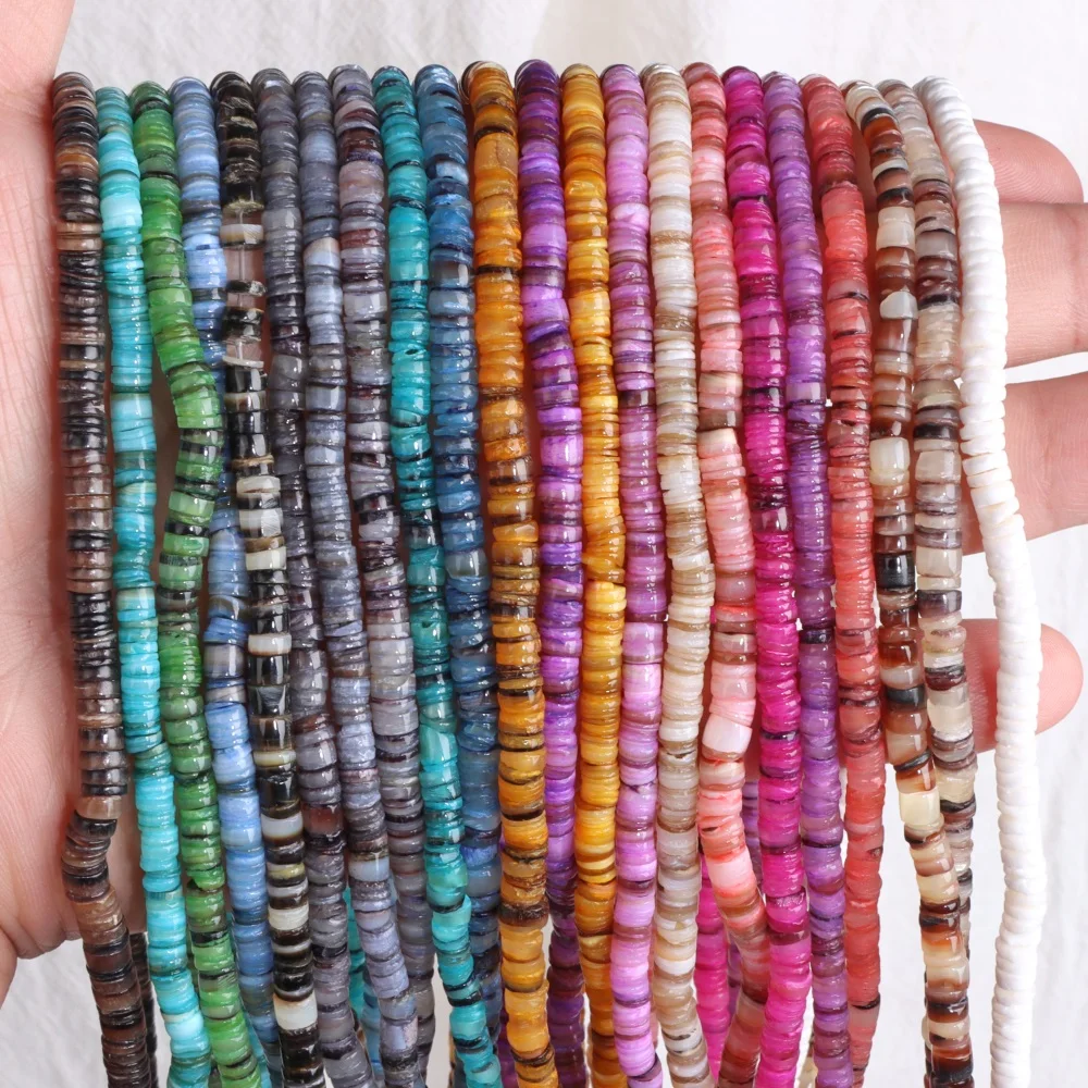 Natural Irregular Dyed Shell Beads Flat Freeform Heishi Dyed Shell Loose Spacer Shells for Jewelry Making Bracelet Necklaces