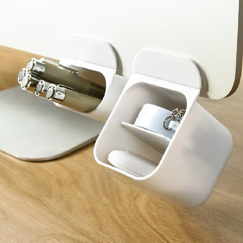 

Desk Organizer Self Adhesive Pen Box Pencil Storage Box Desktop Stationery Holder Sundries Storage Rack Office Desk Accessories