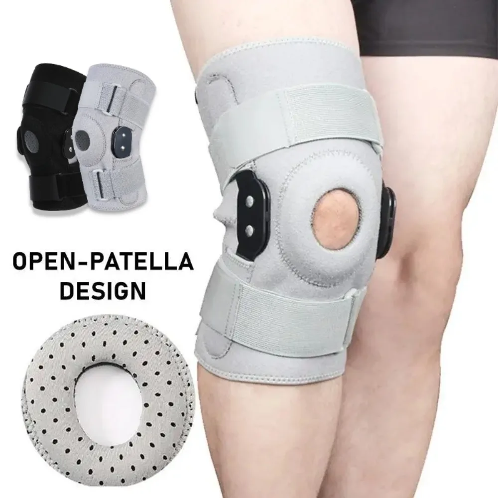 

Регулируемый шарнирный наколенник с силиконовой накладкой и стальной пластиной для поддержки - Универсальный наколенник для пеших прогулок, бега и велоспорта