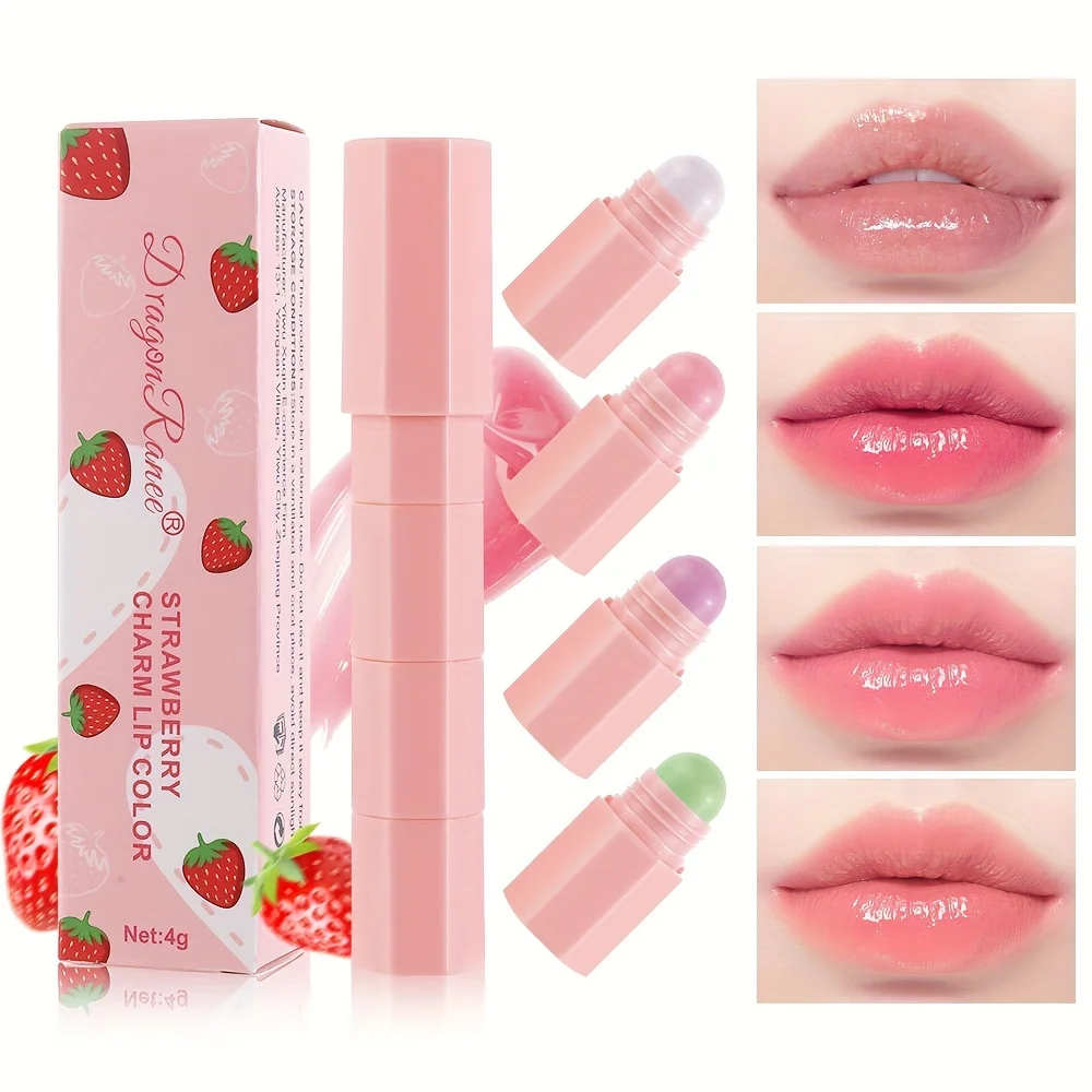 4-In-1 Pink Lip Balm Lipstick For Women, Color Changing Moisturizing And Non-Fading Lip Gloss, Daily Natural Makeup Cosmetics