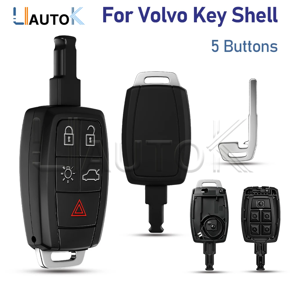 

Remote Control Car Key Case For Volvo C30 C70 V50 S40 5 Button FCC ID: KR55WK49259 with Uncut Blade Replacement Key Fob Shell