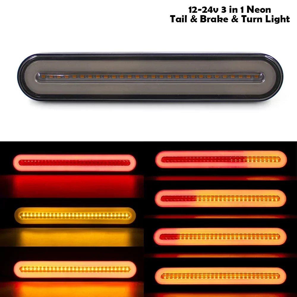 ATVOV Waterproof 2x 4 in 1 100 LED Trailer Truck Light Halo Ring Tail Brake Rear Stop Flowing Sequential Turn Signal Indicator