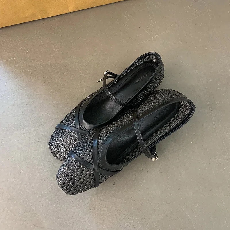 

Обувь с пряжкой и ремешком, женские туфли Мэри Джейн на плоской подошве, увеличивающие рост, женские модные плетеные женские туфли на плоской подошве