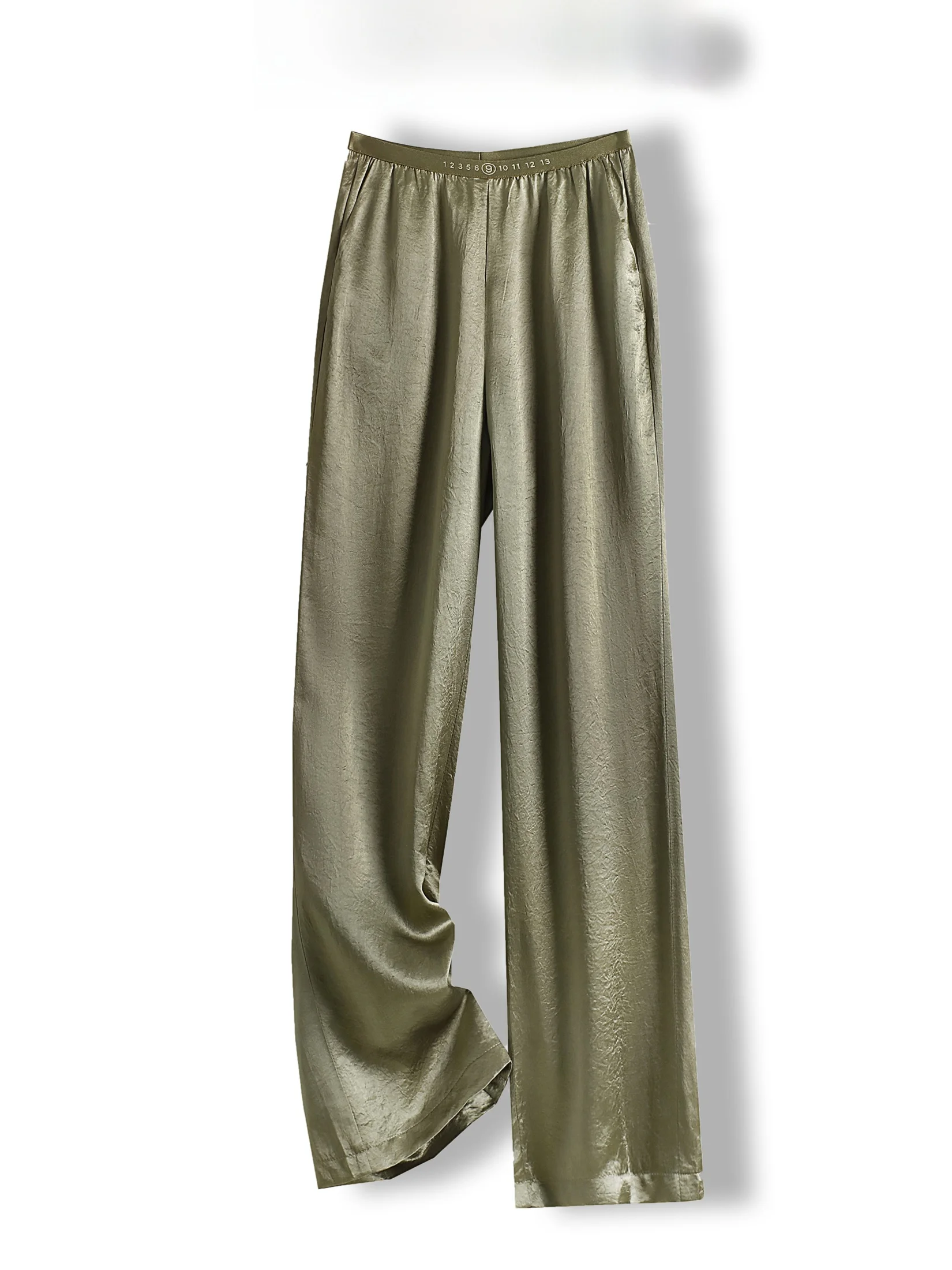 

High Waist Draped Thin Wide Leg Pants Women's Spring Summer Breathable Casual Straight Cut Acetate Crepe Trousers