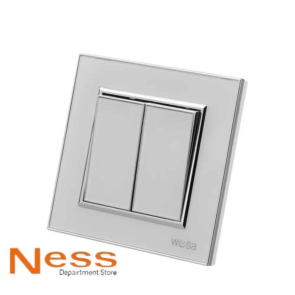 NESS الأبيض الكلاسيكي 3 عصابة 1 طريقة 250 فولت 16A التيار المتناوب الجدار الروك التبديل الاتحاد الأوروبي القياسية لوحة أكريليك زر مفتاح الإضاءة مثبطات اللهب #3