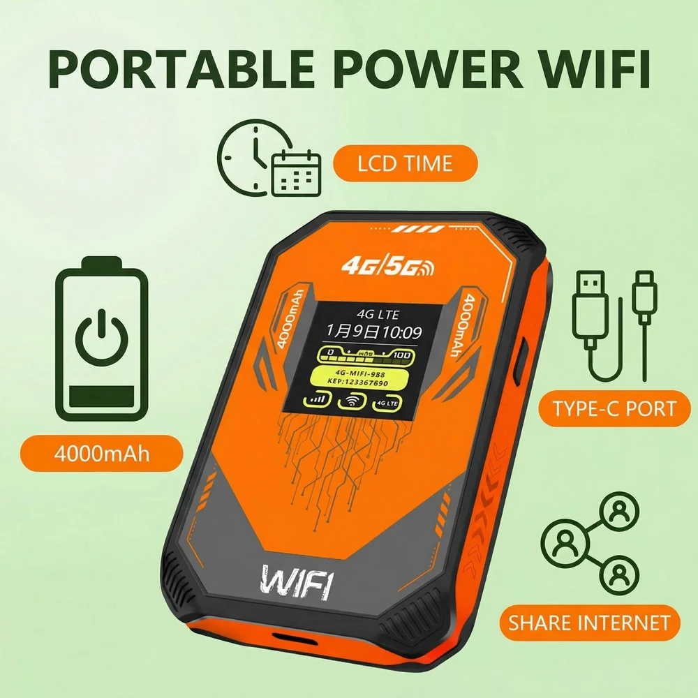 

Мобильный Wi-Fi роутер VONJUN 4G с аккумулятором 4000 мАч и слотом для SIM-карты, LTE-точка доступа