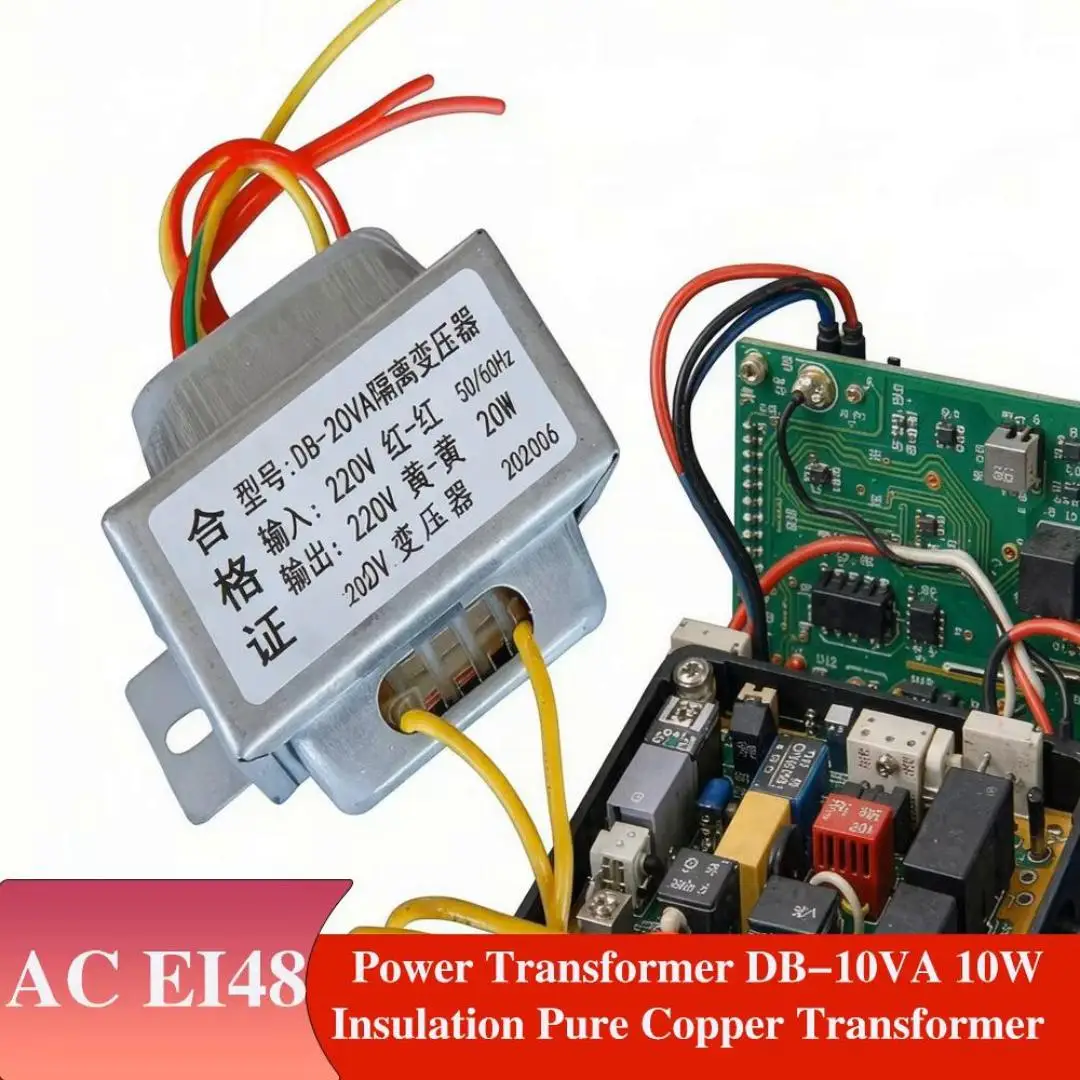 1Pcs Power Transformer DB-20VA/W  AC 220V/380V To 6V/9V/12V/15V/18V/24V/36V AC 50Hz Pure Copper Core Flame Retardant Plastic