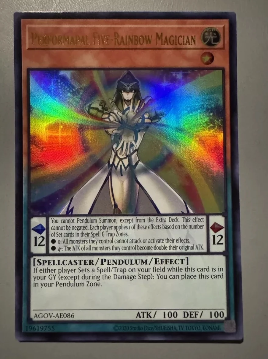 

Yugioh KONAMI Duel Monsters AGOV-AE086 Performapal Five-Rainbow Magician Ultra Rare Asian English Collection Mint Card