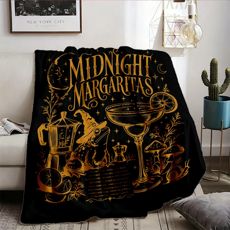 Retro Midnight Margaritas Flannel Blanket, Practical Magic Flannel Blanket, Retro Halloween Movie Flannel Blanket