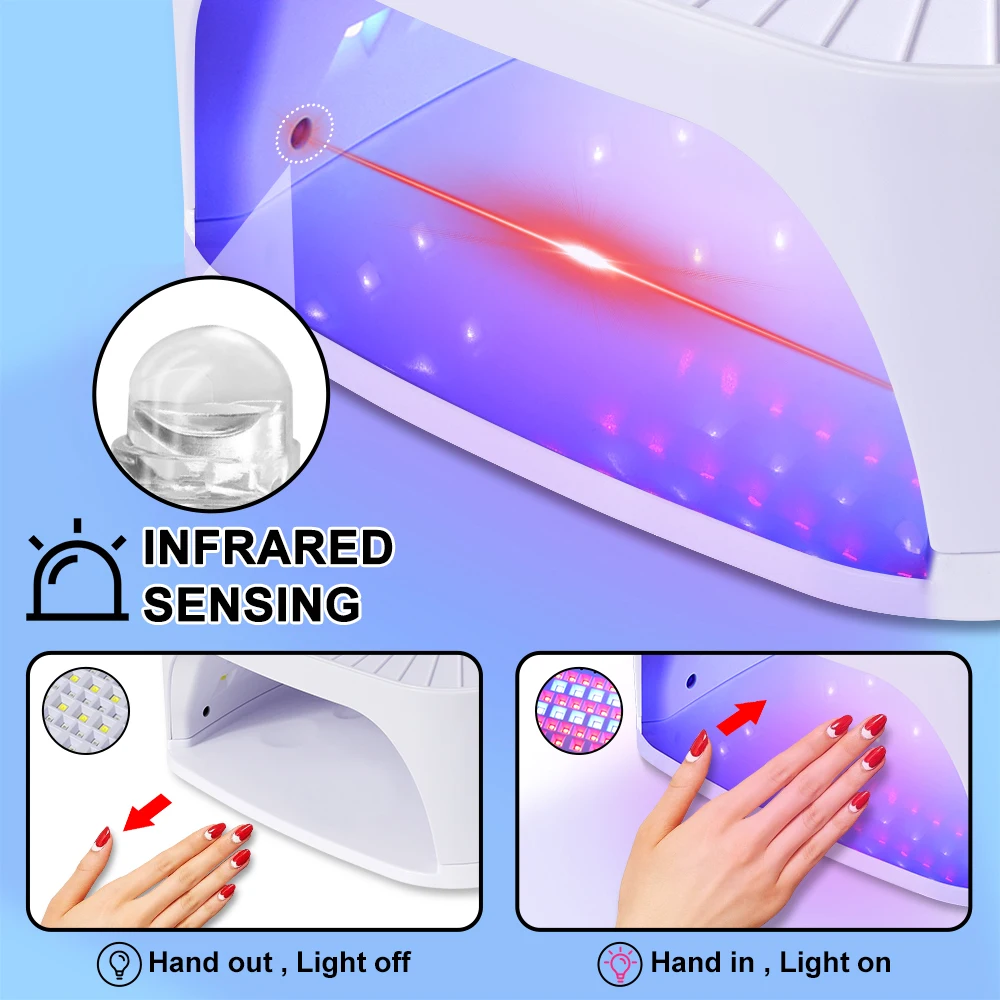 Profesjonalna lampa do paznokci 67 LED, mocna lampa UV do lakieru hybrydowego z timerem i automatycznym czujnikiem, narzędzie do salonu manicure.