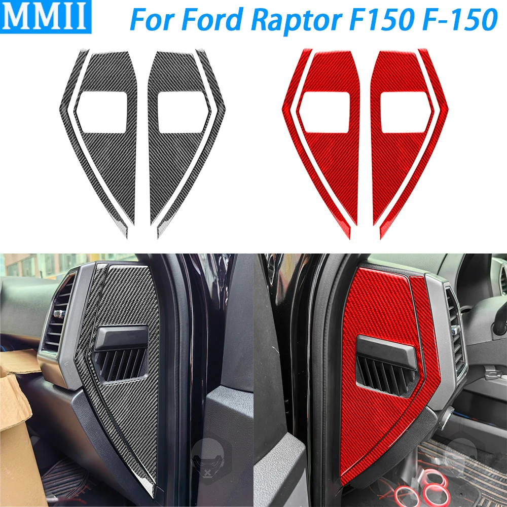 For Ford Raptor F150 F-150 2015-2020 Carbon Fiber Dashboard Side Front Slot Panel Trim Cover Car Interior Decoration Sticker