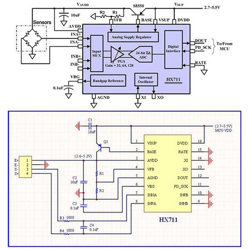 Digital Load Cell Weight Sensor,4Sets 5KG Load Cell HX711 AD Weighit Amplifier Module Pressure Sensor Ar Duino Load Cell