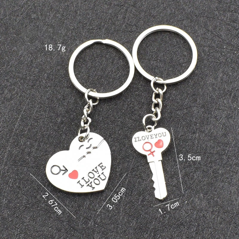 Couple Keychain Creative Secret Love You English Couple Metal Arrow Heart Piercing Pendant Couple Style image 6