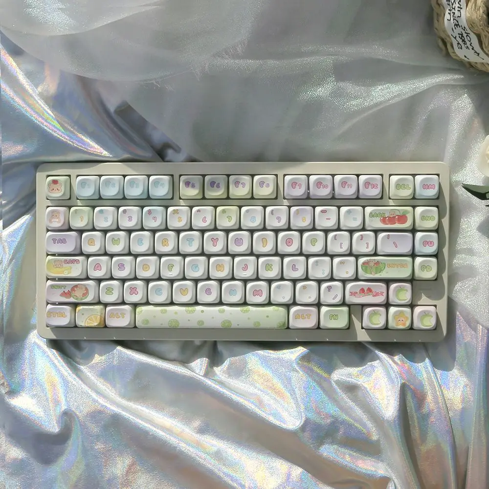 Original Fruit Paradise Keycap MOA Cute Round Pink Adapted Mechanical Keyboard 68 75 99