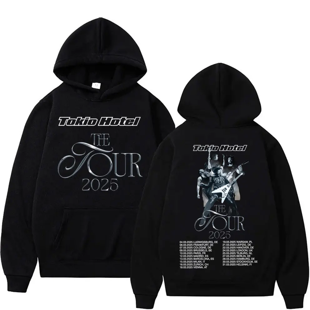 Sudadera con capucha de la mejor famosa banda de Rock alemana para hombre, Sudadera con capucha masculina de gran tamaño, estilo gótico, Punk, Vintage, informal, Tokio Hotel The Tour, 2025