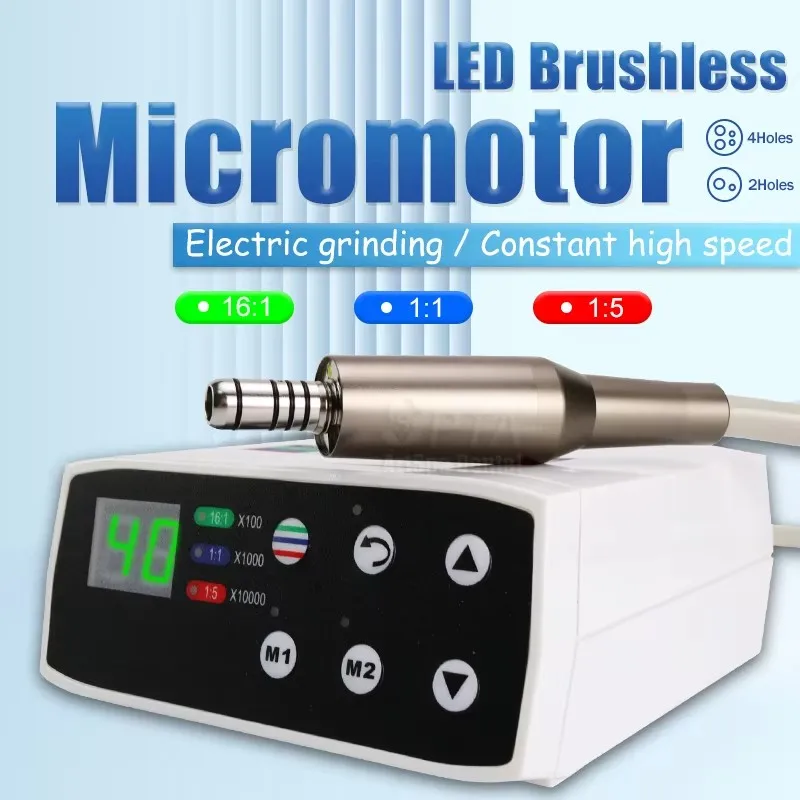 Dental-Mikromotor, klinisch, bürstenlos, 2 oder 4 Löcher, niedrige Geschwindigkeit, LED-Faser, optisch, 1:1 und 1:5-Funktionsmodell, Zahnmedizin-Werkzeug