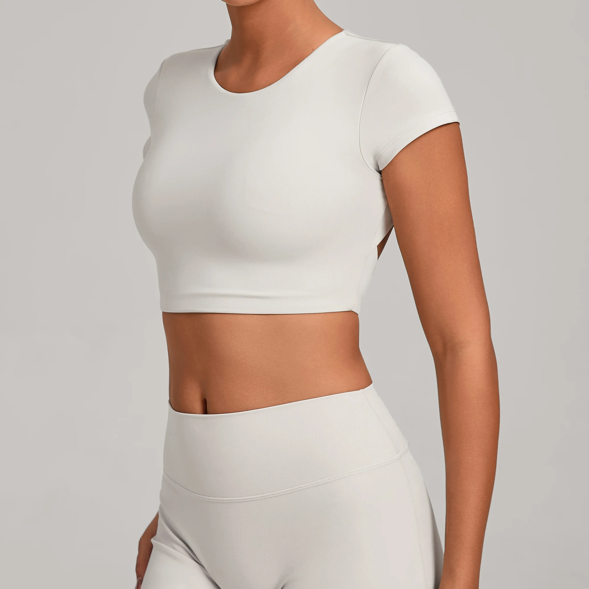 No Padded Women's Yoga T-shirt Short Sleeves Bra Backless Fitness Top Beautiful Back Gym Clothes Form-fitting Running Tee image 3