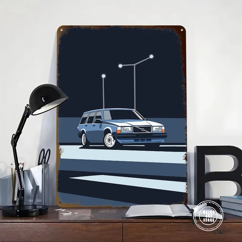 Sports Car 740 Poster Customized Wall Art Vintage Metal Signs Retro Tin Plaque for Man Cave Living Room Decorations Office Decor