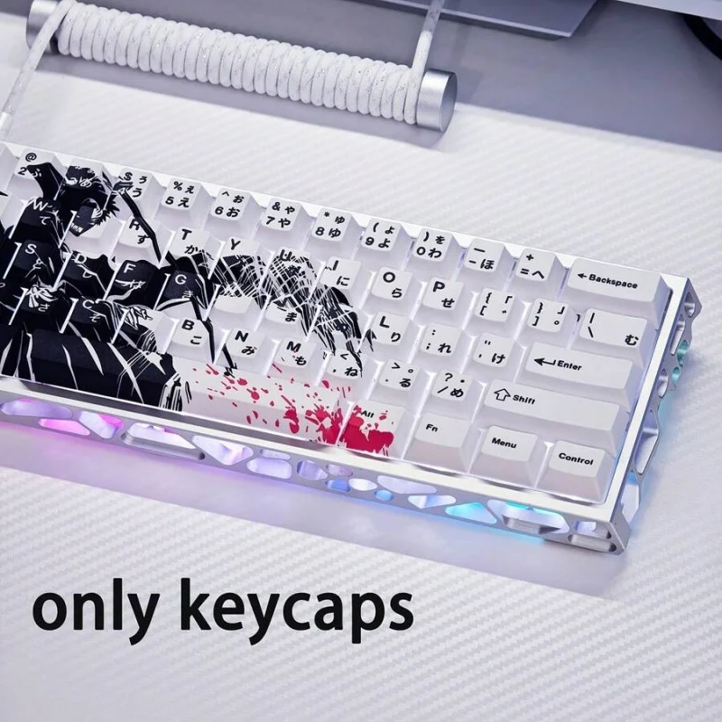 73Keycap Set for Pluto - Black & White Anime Style Color Matching PBT Material High Quality OEM Height Sublimation Process