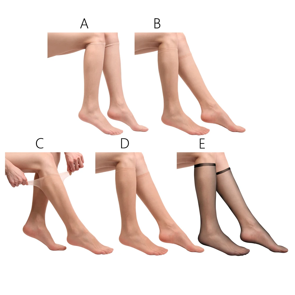 2Pairs لوليتا الحرير جوارب طويلة أبيض أسود اللحم الملونة النساء الجوارب الطويلة أنبوب غير مرئية منتصف طول الفخذ جوارب شبكية