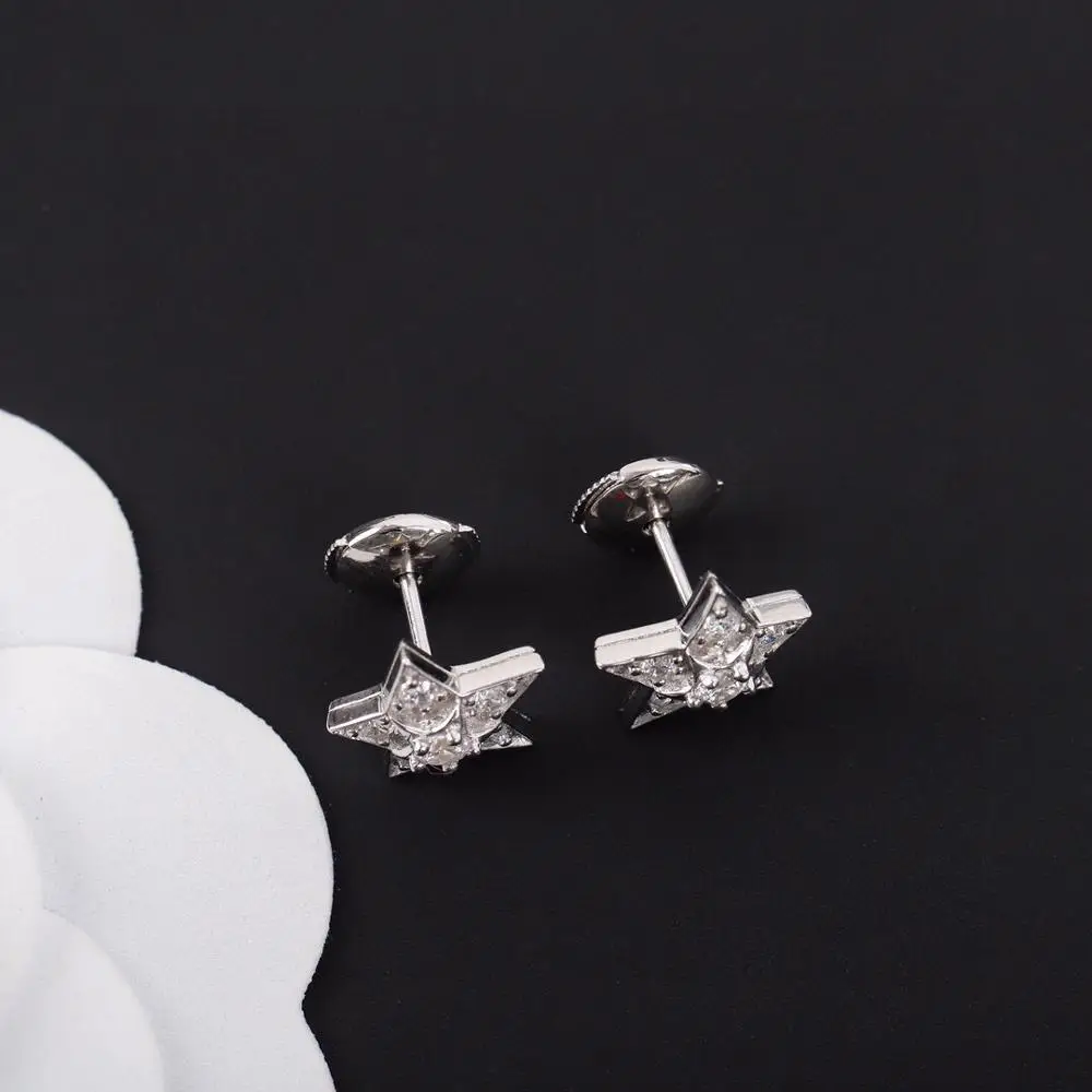 Hot Brand Pure 925 Sterling Silver Earrings Star Earrings Full Diamond Stud Earrings White Gold Pure 925 Meteor Star Earrings
