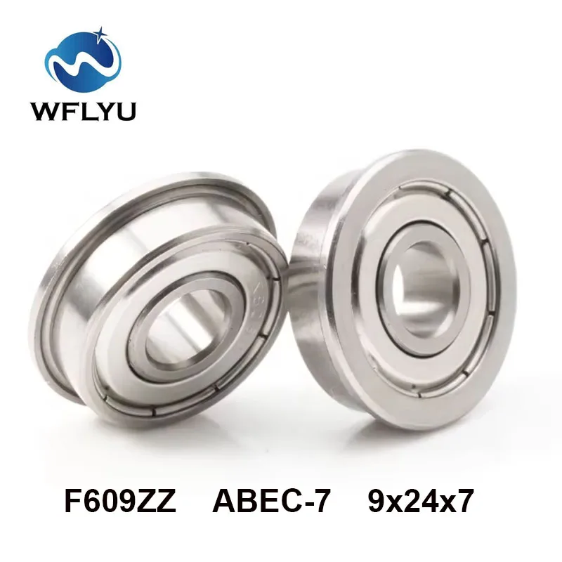 

WFLYU 10PCS F609ZZ Flanged Bearing 9x24x7 ABEC-7 Shielded Miniature Ball Bearings roulement à billes подшипник