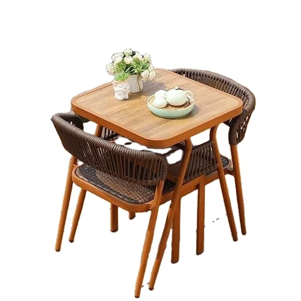Custom Balcony Storage Aluminum Alloy Three-piece Chair Set Outdoor Small Table & Chair Courtyard Leisure Northern Europe Design