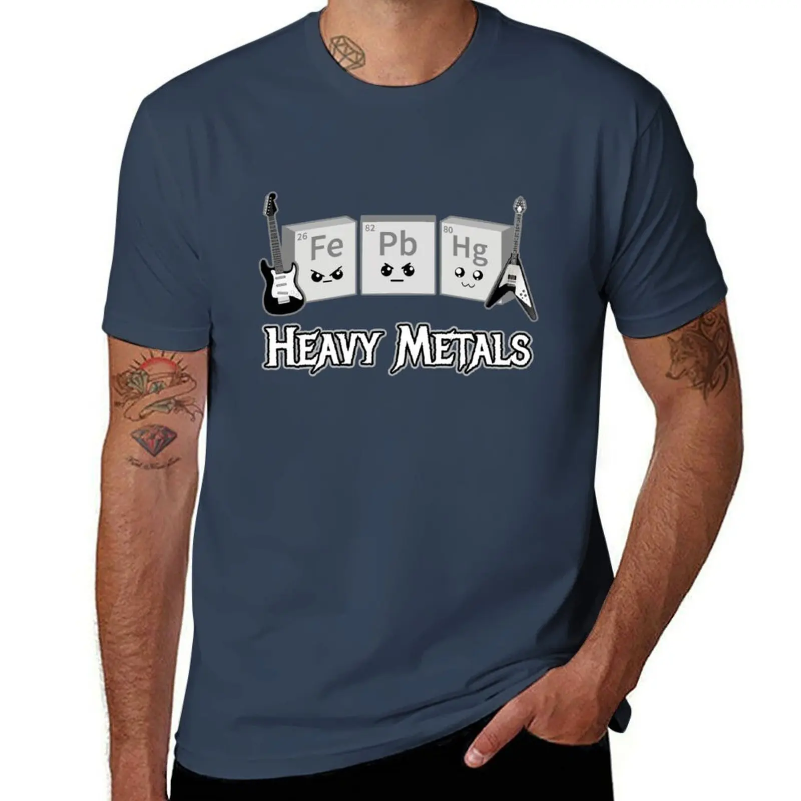 Heavy Metals - Periodic Table of Elements T-Shirt Trendy Casual Short Sleeve Shirt