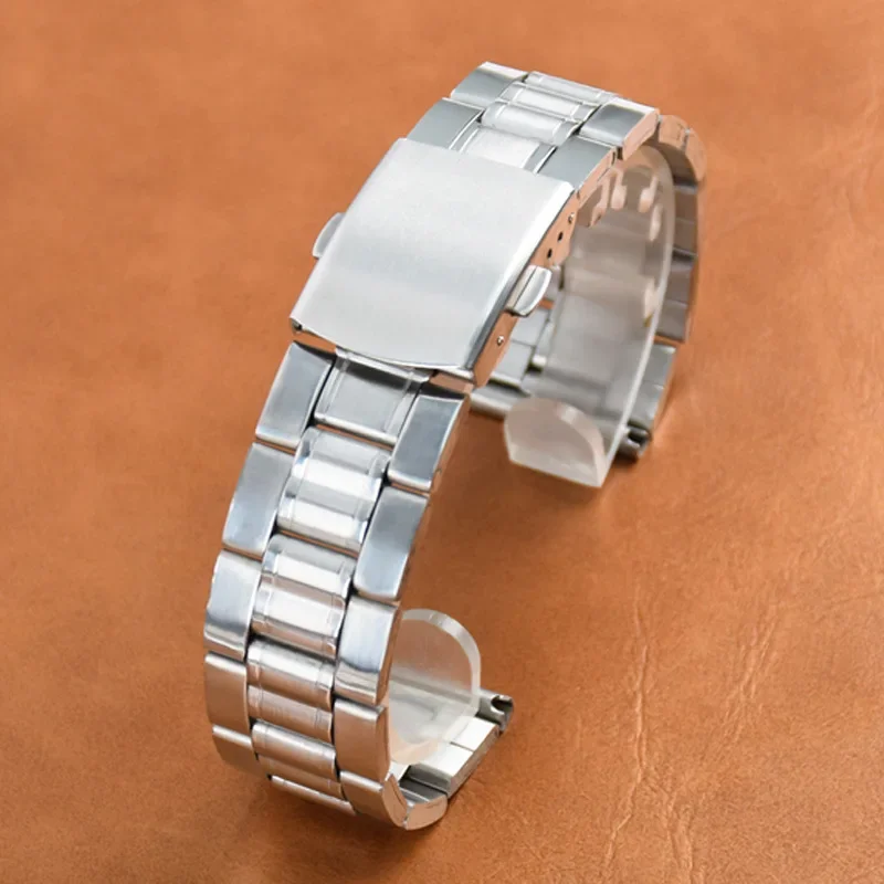 12mm 14mm 16mm 18mm 20mm 22mm 24mm Stainless Steel Watch Band Metal Strap Folding Clasp Men Women Universal Bracelet Replacement